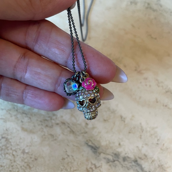 Betsey Johnson Dainty Day of the Dead Skull Necklace - Picture 3 of 5